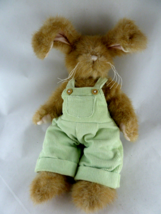 Bearington collection Plush Bunny Rabbit corduroy green Overalls Easter 14&quot; tall - £15.78 GBP