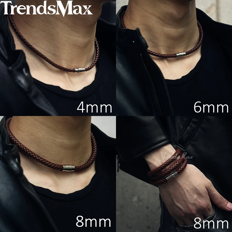 Sporting Man-made Leather Aklace Choker Black Brown Braided Rope Chain for Men B - £23.90 GBP