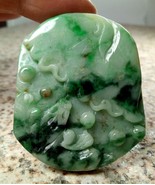 Certified Green Natural Grade A Jade jadeite Hand Carved Pendant Pi Xiu Lotus - $81.95