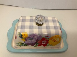 The Pioneer Woman &quot;Sweet Romance&quot; Double Stick Ceramic Butter Dish Crystal Knob - £20.22 GBP
