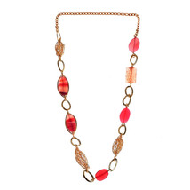 Mystical Geometric Shaped Pink Agate Long Necklace - £23.16 GBP