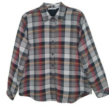 Lee Riders Womens Flannel Shirt Size L Lined Long Sleeve Button Up Gray Plaid - £12.60 GBP