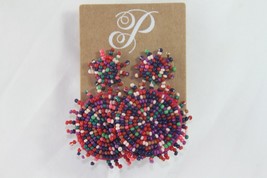 Plunder Earrings (New) Zoey - MULTI-COLORE Beaded Circles 2&quot; Drop (PPE1786) - £18.10 GBP