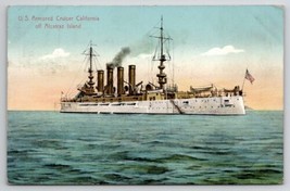 U.S. Armored Cruiser California Off Alcatraz Island Postcard C33 - £7.10 GBP