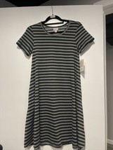 LULAROE LLR JESSIE SIZE XXS BLACK AND GREY STRIPS FLOWY DRESS #643 - £27.81 GBP