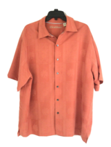 Caribbean Mens XL Relaxed Orange Coral Hawaiian Shirt Simple Minimal Pal... - £13.77 GBP