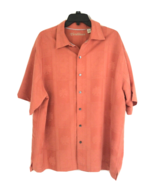 Caribbean Mens XL Relaxed Orange Coral Hawaiian Shirt Simple Minimal Pal... - £13.70 GBP