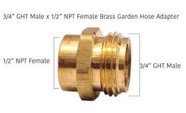 Garden Hose Fitting 3/4" Male GHT to 1/2" Female NPT Pipe Brass Adapter - $7.06