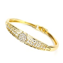 SUNSPICEMS Gold Color Full Rhinestone Cuff Bracelet Bangle For Women Arabic Ethn - £10.50 GBP