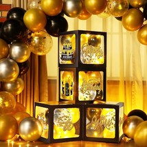 51 Pieces Happy Birthday Party Decorations Kit, Black Gold Birthday Party Balloo - £34.36 GBP