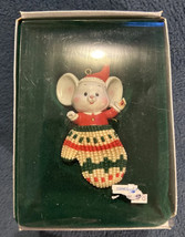Vintage 1987 Enesco  - Mouse In A Mitten Christmas Ornament - $12.19