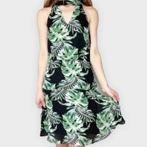 BELLE VERRE black &amp; green tropical leaf palm print dress Women&#39;s size 2 - £15.33 GBP