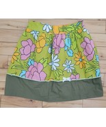 Vintage Handcrafted Half Apron Reversible Retro Floral Olive Green Tie W... - $20.54 CAD