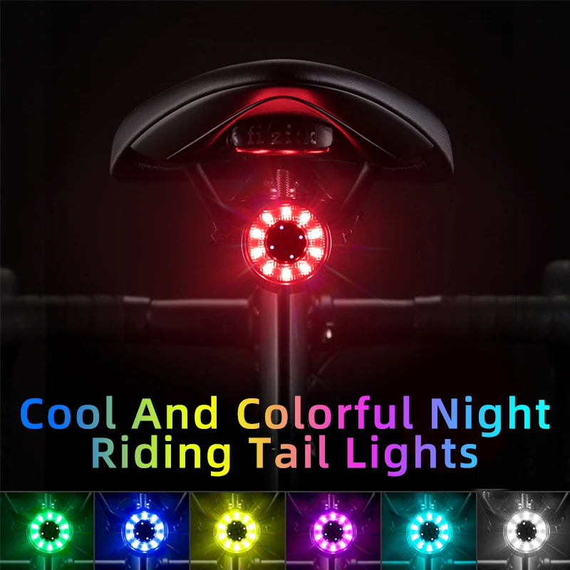  bike tail light usb charging rainproof bicycle rear light cycling lamp 7 color warning thumb200