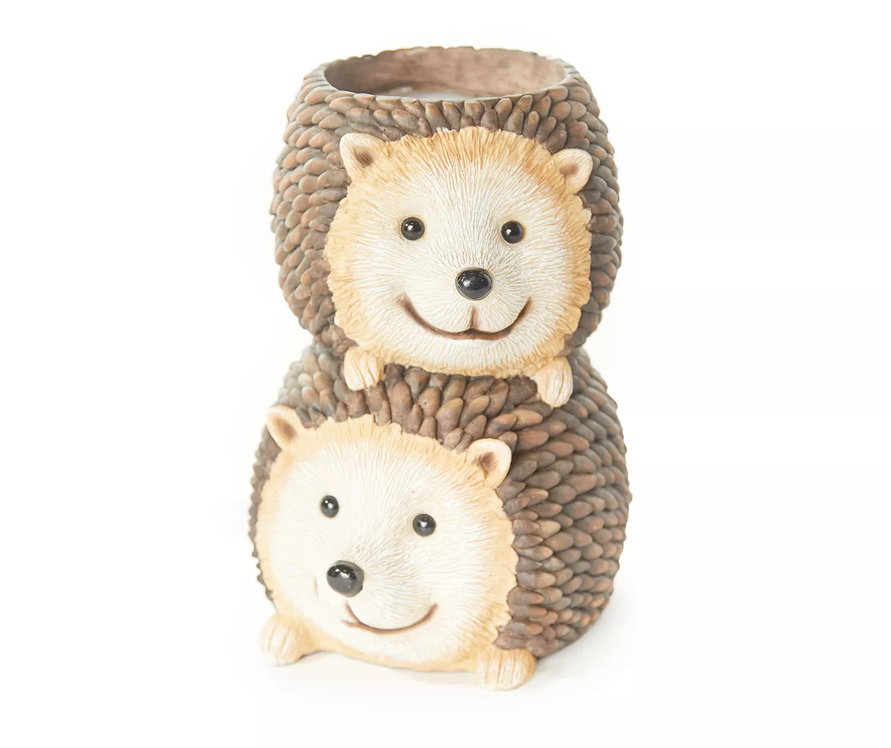 NEW Stacked Hedgehogs Polyresin Planter 9.5 inches tall brown &amp; tan in/o... - £10.51 GBP