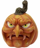 Fang Carved Pumpkin Face Halloween Figurine 6&quot; H Resin - $32.48 CAD