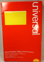 UNIVERSAL UNV15304 Yellow Interior File Folders Pack of 100 Top Tab 1/3 Cut - £6.25 GBP