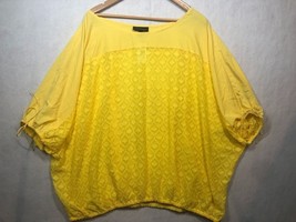 Lane Bryant Tunic Top Yellow Semi-Sheer Tie Sleeves Flowy Boho Women&#39;s 2... - $17.63