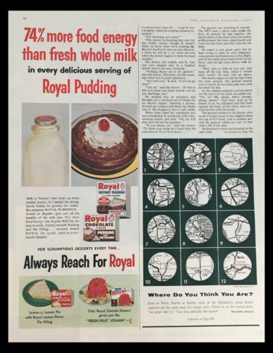 1956 Royal Pudding &amp; Pie Filling Vintage Print Ad - $14.20