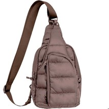 Puffer Padded Quilted Sling Crossbody Bag Brown - $44.55