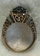 1 Ct Black &amp; White Diamond 14k Rose Gold Finish Sterling Silver Cluster Ring - £93.86 GBP