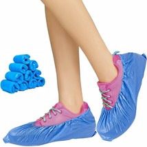 100x Blue Waterproof Disposable Shoe Covers Overshoes Protector Plastic - £8.54 GBP