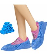 100x Blue Waterproof Disposable Shoe Covers Overshoes Protector Plastic - £8.40 GBP