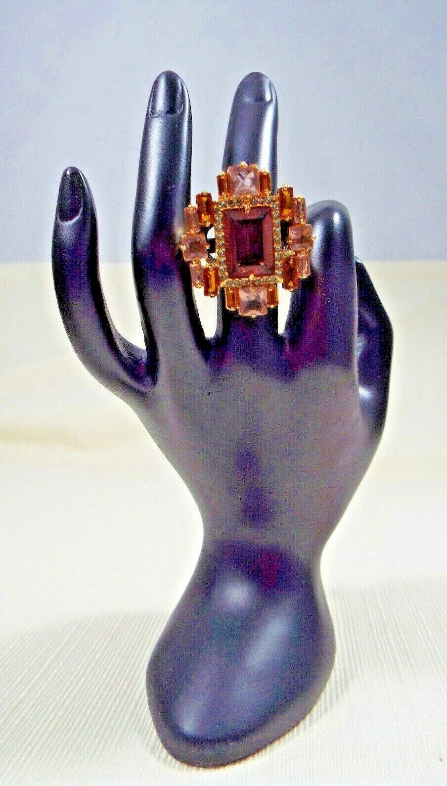 Size 7 Louise et Cie 14k Gold Plated Ring Faceted Prong Set Multicolored Stones Item image 2