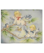 VINTAGE 1940s WWII ERA Christmas Greeting Card Little Angels Blue Birds ... - $272.36 MXN