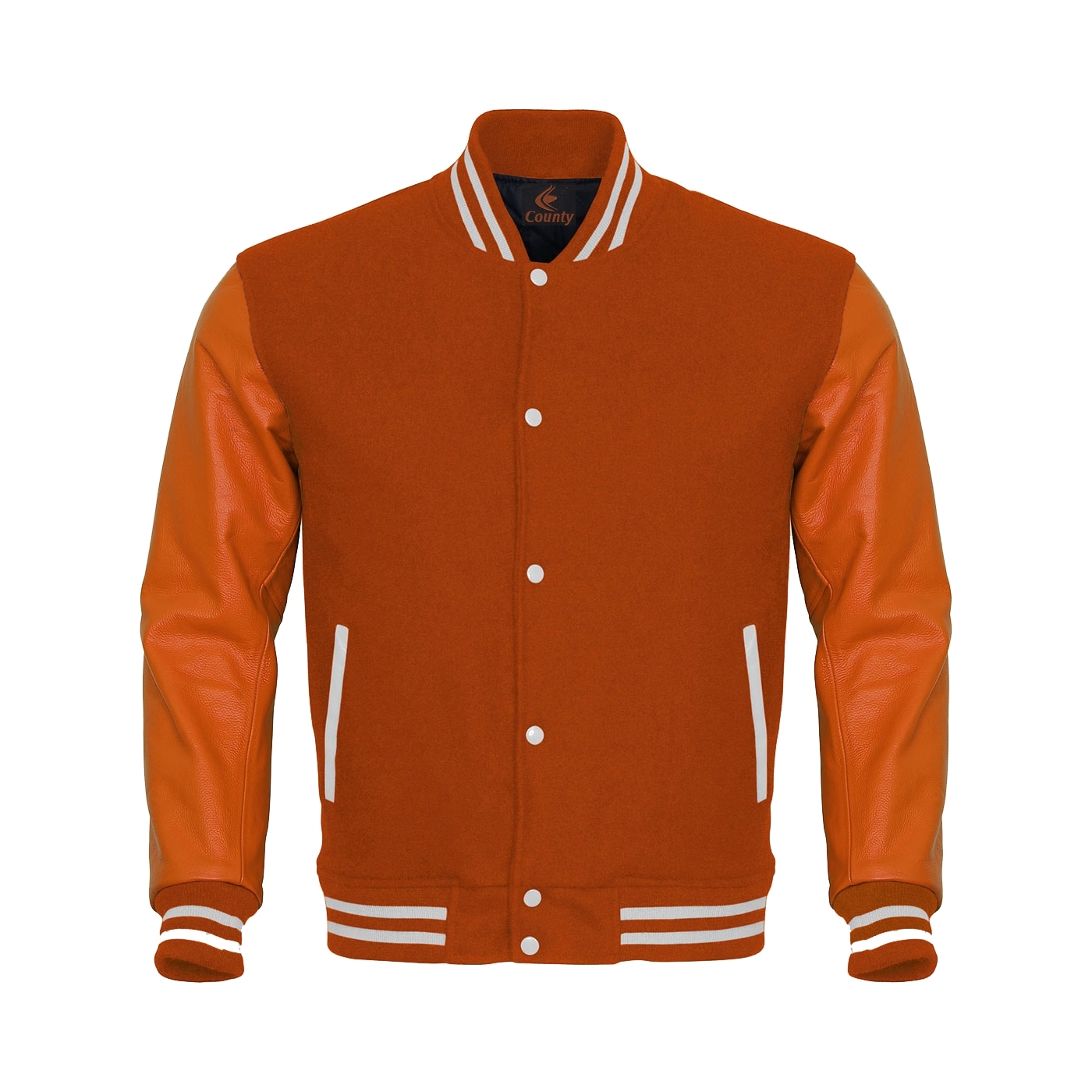 Varsity Jacket Letterman Jacket Orange Body Orange Leather Sleeves