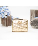 Tory Burch Gold Metallic Kira Quilted Napa Leather Bifold Compact Wallet... - $291.96 CAD