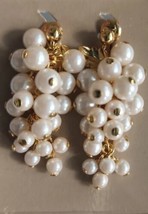 Vintage Avon Frosted Grapes Clip Earrings Cream 1991 About 2&quot; Long In Bo... - £19.63 GBP