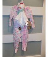 Baby Essentials Pink Ruffle Snowman Print W/Snuggle Toy Footie Size 9 Mo... - €14,89 EUR