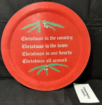 Christmas Cookie Platter wooden 14&quot; diameter red promotion Land of Lakes... - $72.73