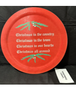 Christmas Cookie Platter wooden 14&quot; diameter red promotion Land of Lakes... - £57.21 GBP