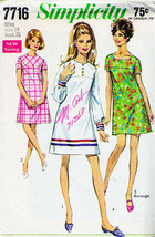 Vintage 1968 Misses&#39; DRESS Simplicity Pattern 7716-s Size 14  - UNCUT - $12.00