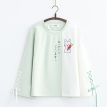 College Style  Kawaii T Shirt Women 2021 Summer Cute Bunny Green Tops Girls ita  - £77.41 GBP