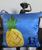 Kate Spade Pineapples $3 Each 1pc 100% Silk Deco Pillow Periwinkle 20”sq Nwt - £57.38 GBP