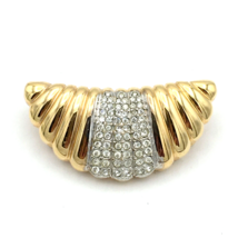 KREMENTZ vtg necklace enhancer pendant - gold-tone clear pavé rhinestone 1-5/8&quot; - £19.61 GBP