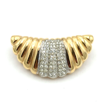 KREMENTZ vtg necklace enhancer pendant - gold-tone clear pavé rhinestone 1-5/8&quot; - £19.95 GBP