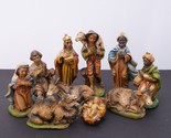 Christmas Vintage Nativity Set Ceramic / Chalkware Italy 10 Pieces 5.5&quot; In - $93.99