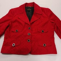 Mary Kay By Twinhill Women's Red 3-Button Cropped Blazer Jacket Pockets Size L image 13