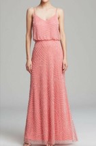 Adrianna Papell Beaded Blouson Sleeveless Tank Pink Formal Dress 10 - £38.93 GBP
