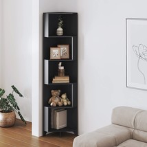 5 Tier Corner Bookshelf, Small Corner Bookcase Cabinet Slim Corner Shelves Tall  - £128.78 GBP