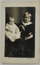 RPPC Lovely  Children Leona and Leonard Emas Cute Blonde Boy c1900s Postcard R3 - £7.82 GBP