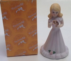 Enesco Growing Up Birthday Girl Figurine Age 9 1981 Blonde Purple Dress NIB - $10.84