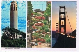 California Postcard San Francisco Golden Gate Bridge Coit Tower Lombard Street - £2.32 GBP