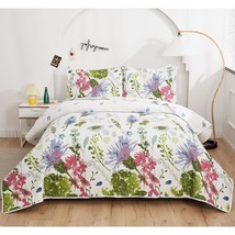 Lightweight Thin Multicolor Botanical Bedspread Coverlet Set Twin Size Breathabl - £47.72 GBP