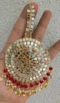Mirror Jhumka Tika Tikka Kundan Indian Traditional Jewelry Set Latest Ma... - £25.16 GBP