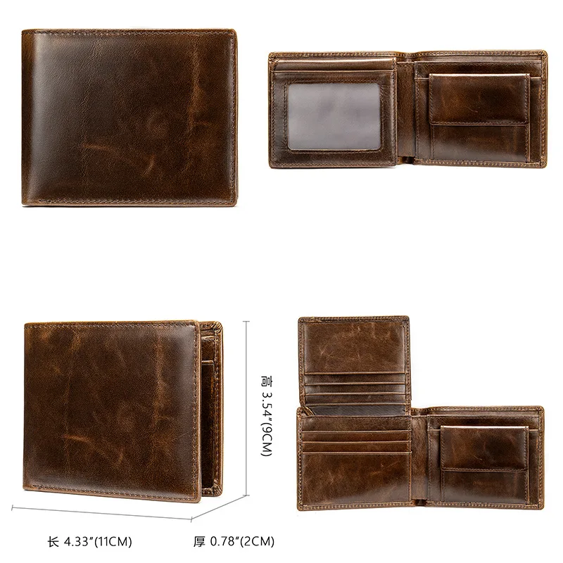 2023 New Cowhide Wallet RFID Genuine Leather Men&#39;s Short Top Layer Leather Card  - £63.62 GBP